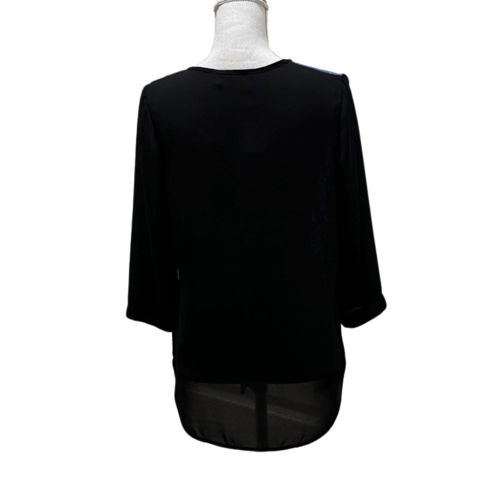 NWT SunLight Paris blouse. Blue and Black. Large - Picture 2 of 8